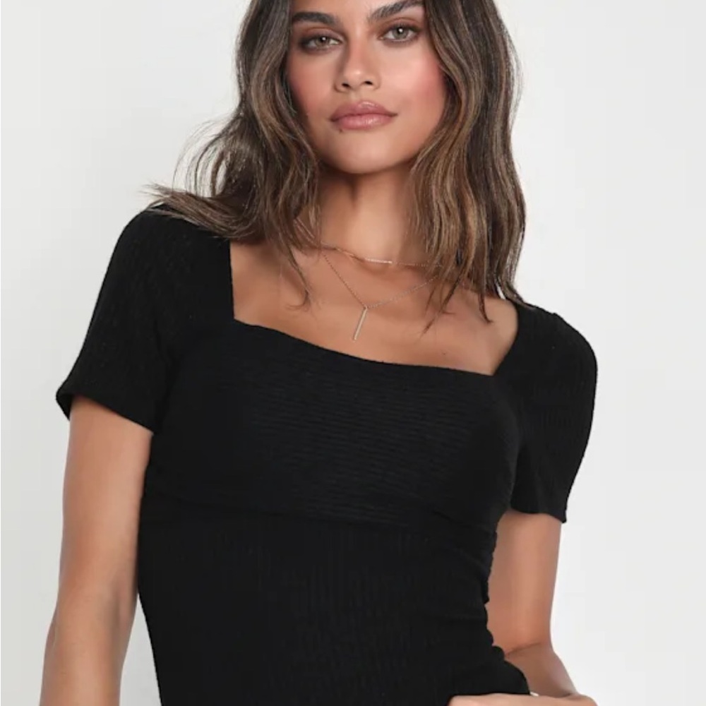 Elegant Black Square Neck Top